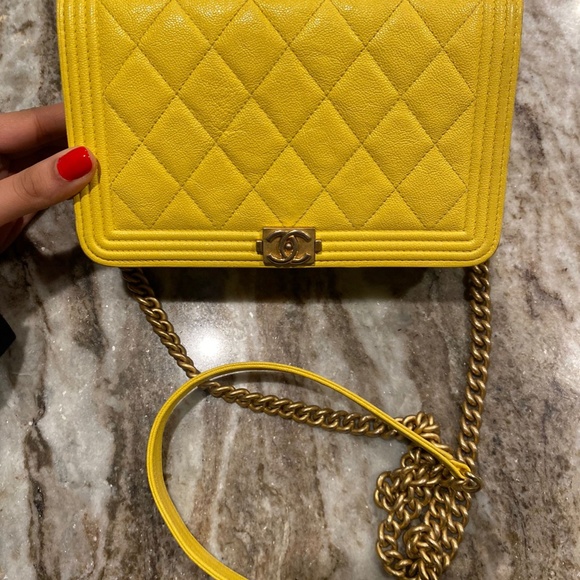 Amazing Condition! CHANEL Boy Wallet On Chain Yellow! 💛💛💛 - Picture 3 of 12